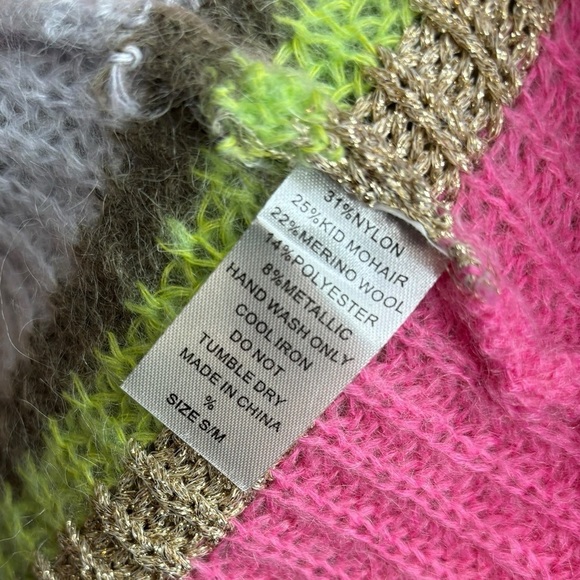 WYSE London Luxury Angela Stripe Mohair Cardigan Pink Metallic Gold Size S/M - Picture 4 of 8